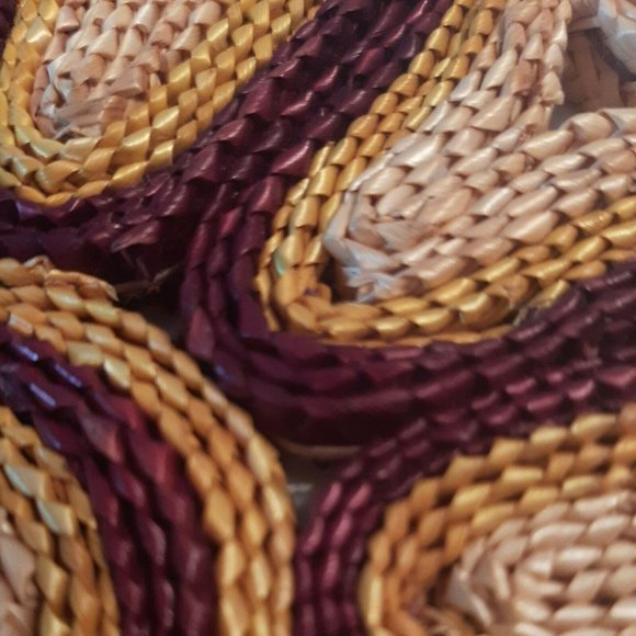 Vintage Straw Trivet Hot Pad Woven Wicker Colorful Boho - Picture 5 of 6